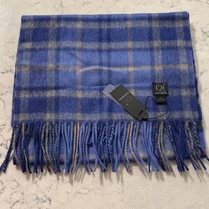NEW Qi Cashmere Scarf in Blue, Gray, and Tan
